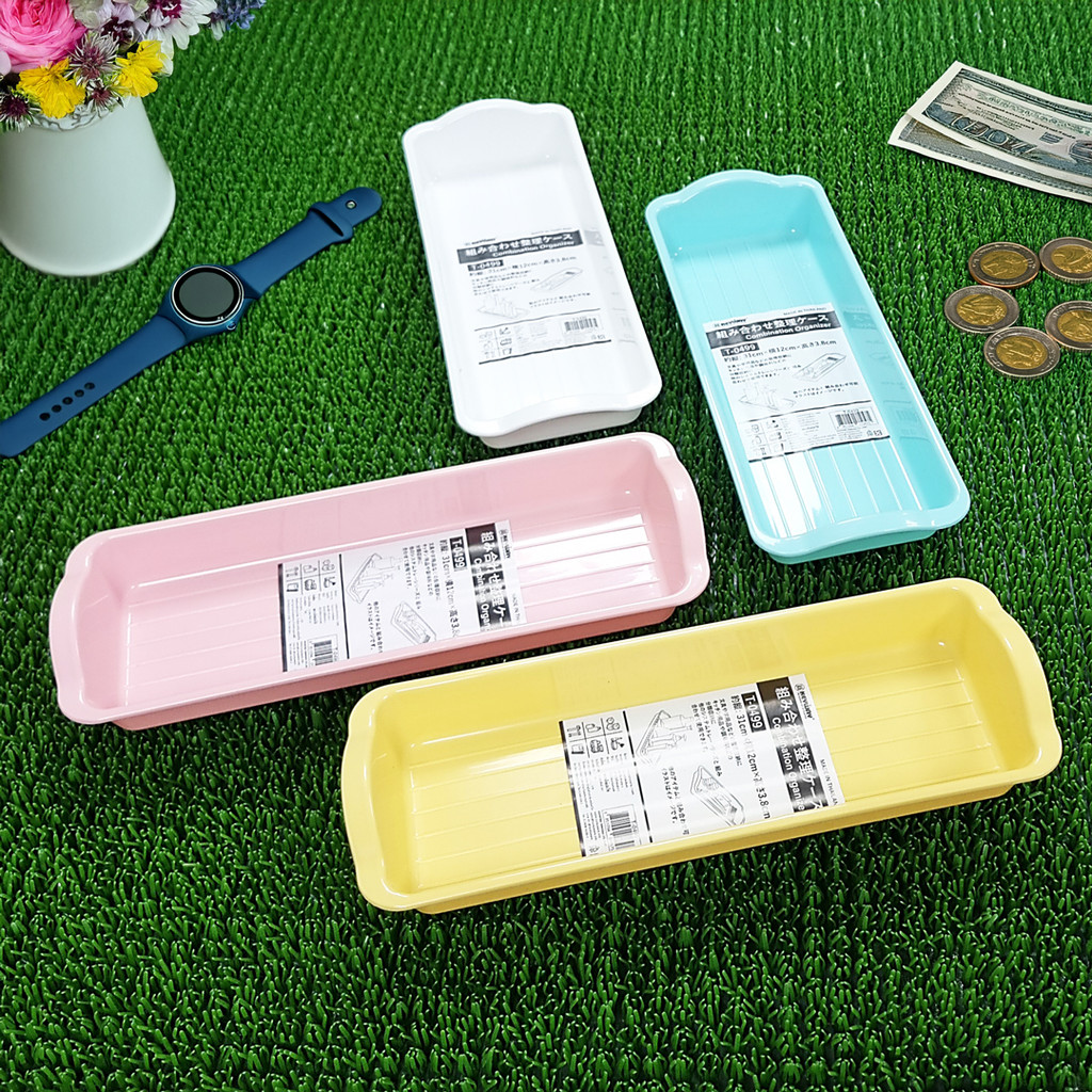 ถาดเหลี่ยมยาวอเนกประสงค์ เก็บเครื่องเขียน เครื่องสำอาง ช้อนส้อม ขนาด 11.3x31.5x4.5 cm. แบรนด์ Keyway รุ่น T-0499