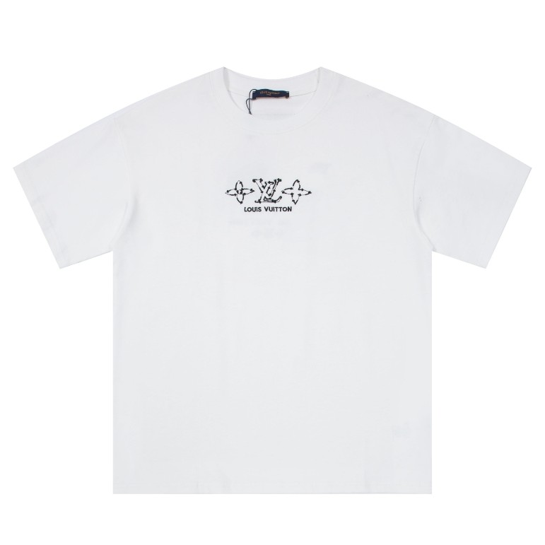 ปักตัวอักษรในด้านหน้าและด้านหลังลําลองครึ่งแขนหลวมเสื้อยืดแขนสั้นสําหรับผู้ชายและผู้หญิง