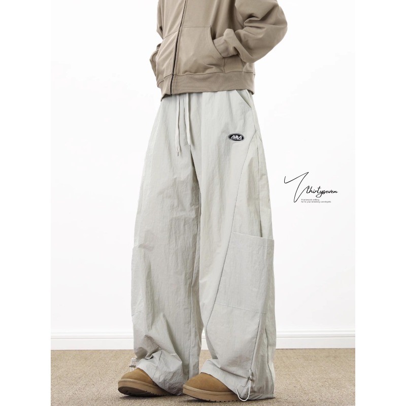 Pannofluxus กางเกงขายาวผู้ชาย แฟชั่น American high street หลวมสบายๆคุณภาพสูงสไตล์เป็นกลางกางเกง scimitar