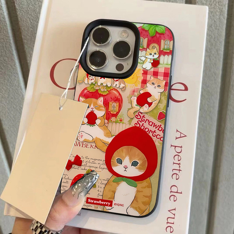 TPU ปุ่มชุบไฟฟ้า เคสไอโฟน นิ่มกันกระแทก เคสโทรศัพท์ iPhone 11 12 13 14 15 Pro Max XR XS X 7 8Pแมวเมริ