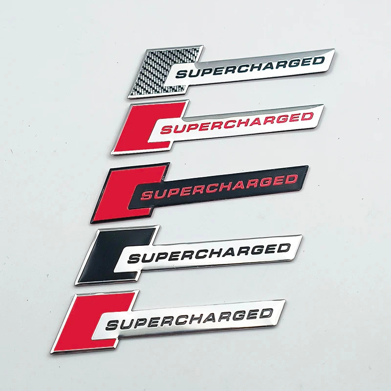 3D Aluminum Logo Supercharged Emblem Car Rear Trunk Fender Badge Stickers Decal For A3 A4 A5 A6 A7 A