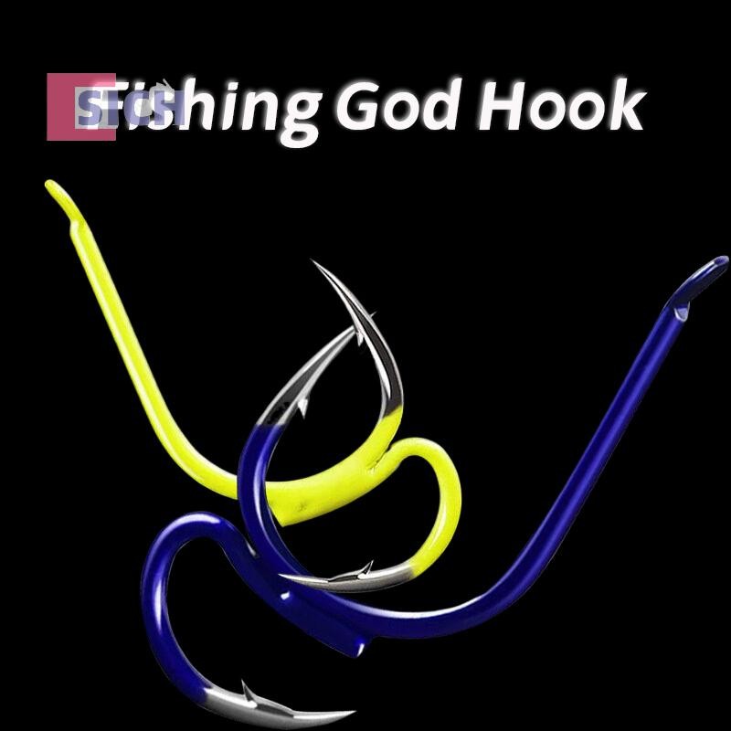 [Sich] 10 ชิ้น/ล็อตเหล็กคาร์บอนสูงสองปลายความแรง Sharp Fighting Fishing Hook พร้อม Barbed Fish Gear สําหรับตกปลาทะเลตะขอคู่ใหม่