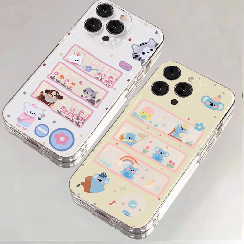 ช้างน่ารักการ์ตูนหมีสําหรับ Mi Poco X6 X7 X3 X5 F5 M6 F6 Pro Mi 14T 13T 15 11T Pro 11 Lite 5G NE หวานน่ารักสุนัขแมว Lucky ดอกไม้ Clear ปกอ่อน