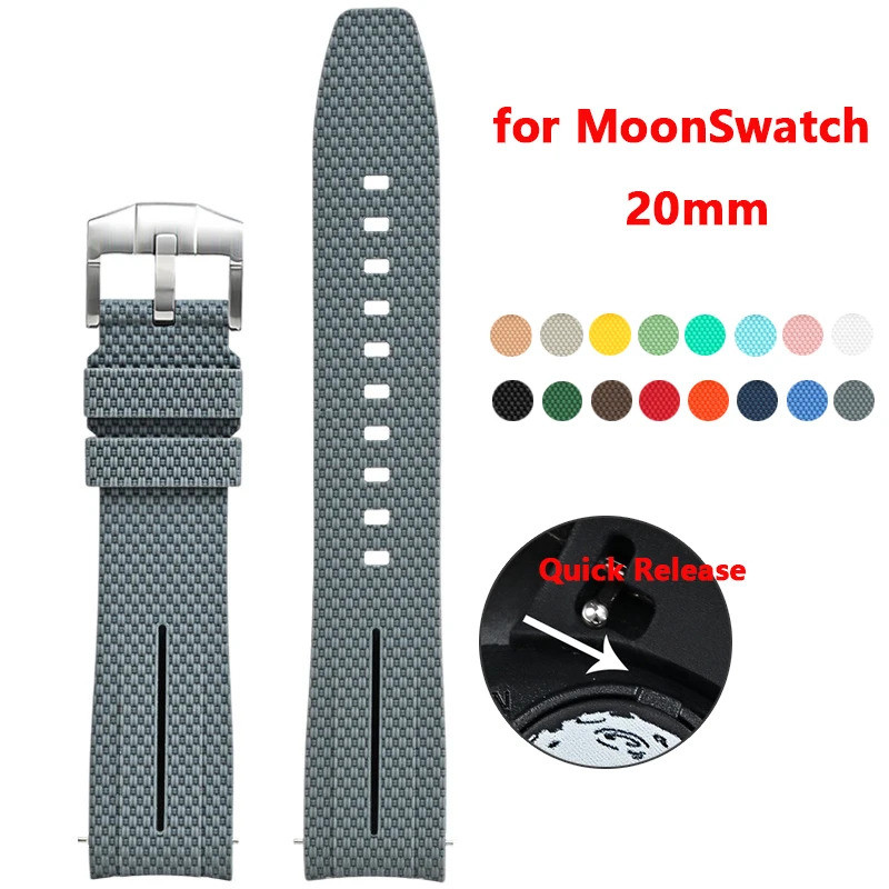 สายรัดปลายโค้งสําหรับ Omega X Swatch Joint MoonSwatch 20 มม.ผู้ชายผู้หญิงยางซิลิโคน Quick Release สายนาฬิกาสําหรับ Seamaster 300