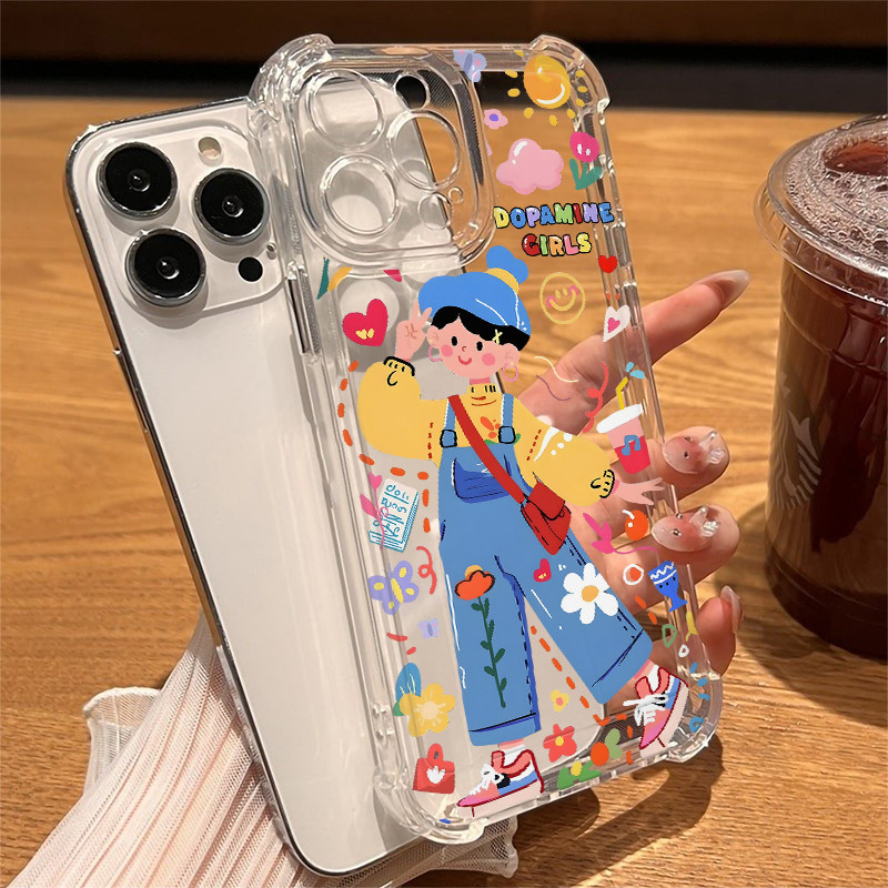 POPPA สี่มุมหนาป้องกันการตกเลนส์ป้องกันกรณีโทรศัพท์มือถือสำหรับ iPhone 16 15 14 13 12 11 ProMax X/XS XR XSMAX 7 8PLUS