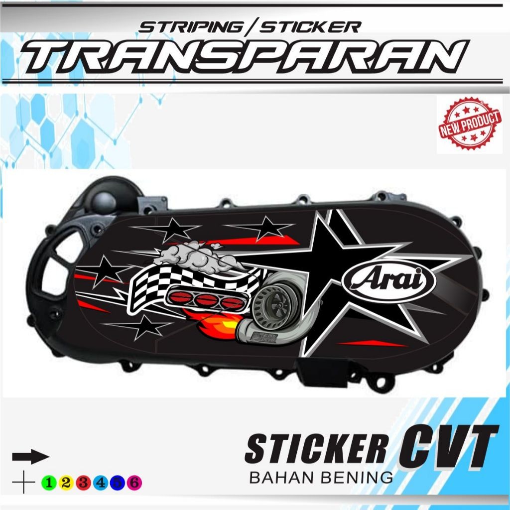 สติ๊กเกอร์ CVT TUB / สติ๊กเกอร์ออปติคอลตัวแปร CVT TUB CLEAR UV MATERIAL COOL TRANSPARENT ARAI MOTIF