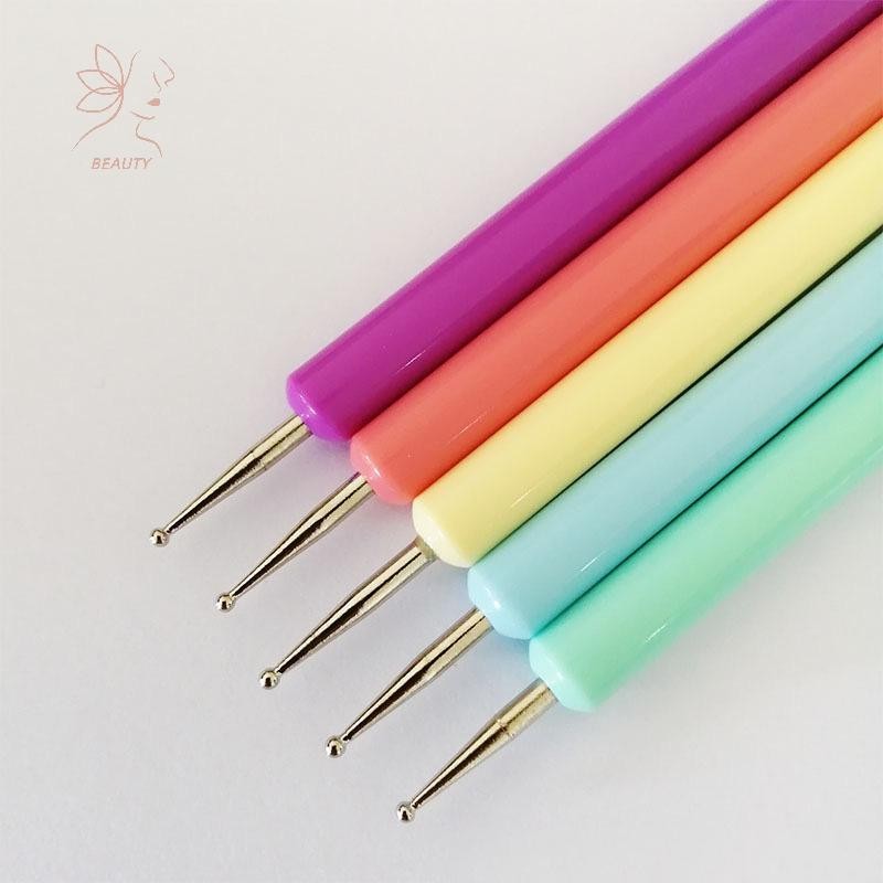 [maybeauty] 5 ชิ้น Double Point เจาะปากกา Dot Painting Point ปากกาเล็บแปรง Salon Dotting เล็บเครื่องมือหลายสี {TH}