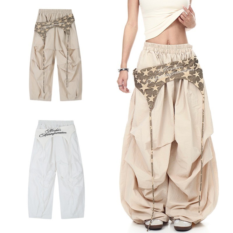 ASRV อเมริกันย้อนยุคชั้นผูกห่อจีบกางเกงนกแก้วขากว้างสําหรับผู้ชายและผู้หญิงในช่วงฤดูร้อน