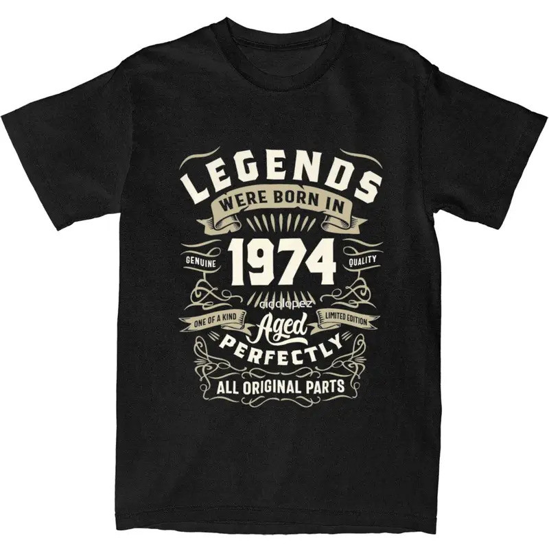2025 Vintage 1974 49th เสื้อยืดวันเกิดแนวโน้มเสื้อยืดแขนสั้น Y2K สนุก Tshirt Beach Cotton O-คอ 4XL 5