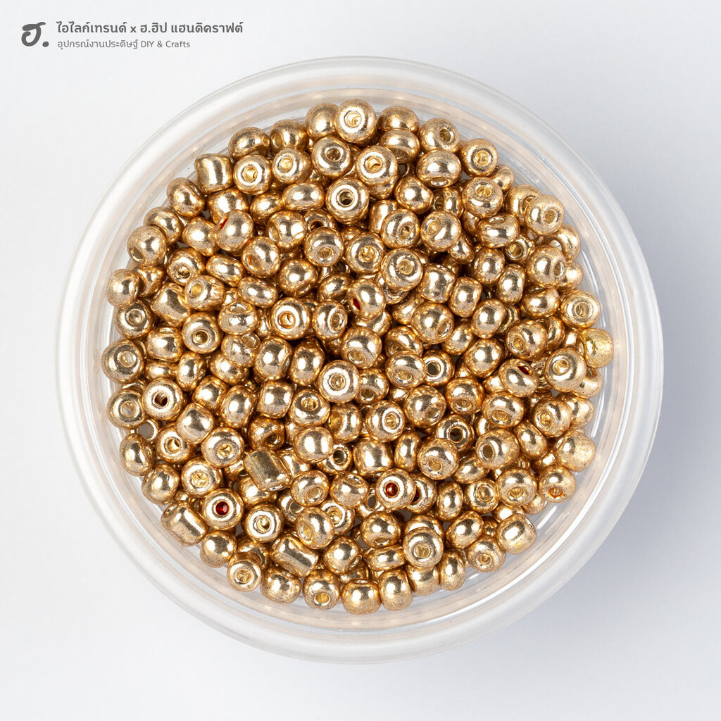 ลูกปัดเม็ดทราย ขนาด 4 มม. ทองเมทัลลิค Gold Metallic