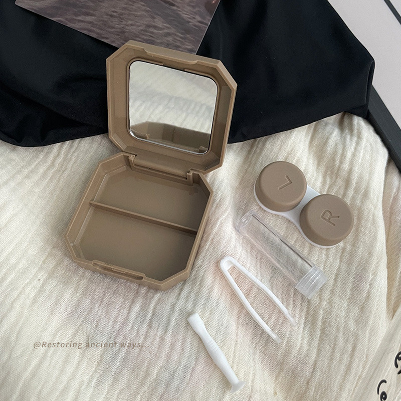 กรณีคอนแทคเลนส์เครื่องสําอางคอนแทคเลนส์กรณีดูแลแบบพกพา High-End Feel Simple Light ขนาดเล็ก High-Appe