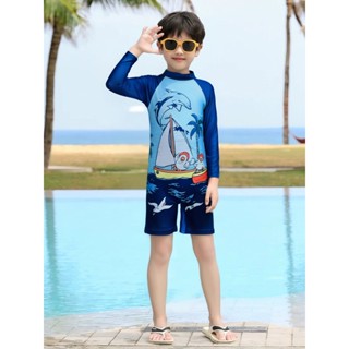 🪐พร้อมส่งด่วน🪐ชุดว่ายน้ำตัวเดียวสำหรับเด็กผู้ชาย, ป้องกันแสง…