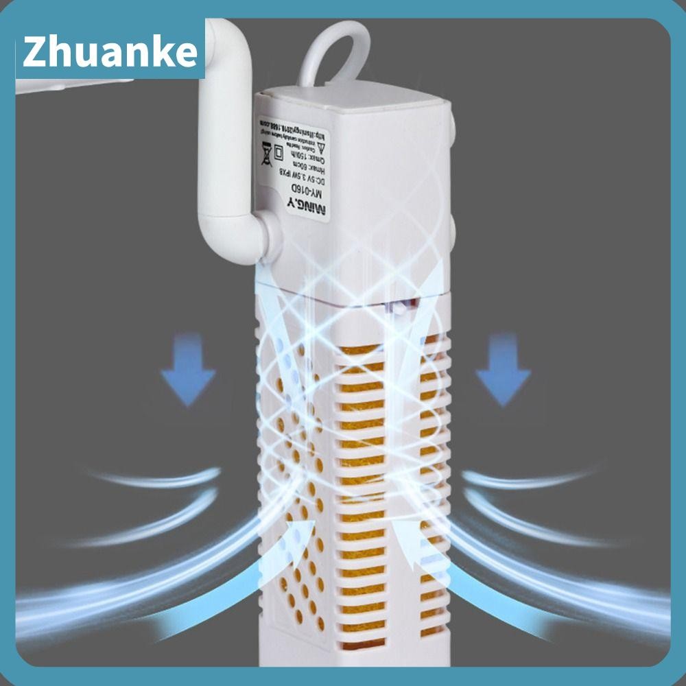 ZHUANKE เครื่องกรองน้ํา, 150L/H Aquarium Fish Tank Filters, 0.6M 3.5W เงียบภายในออกซิเจน USB Filter