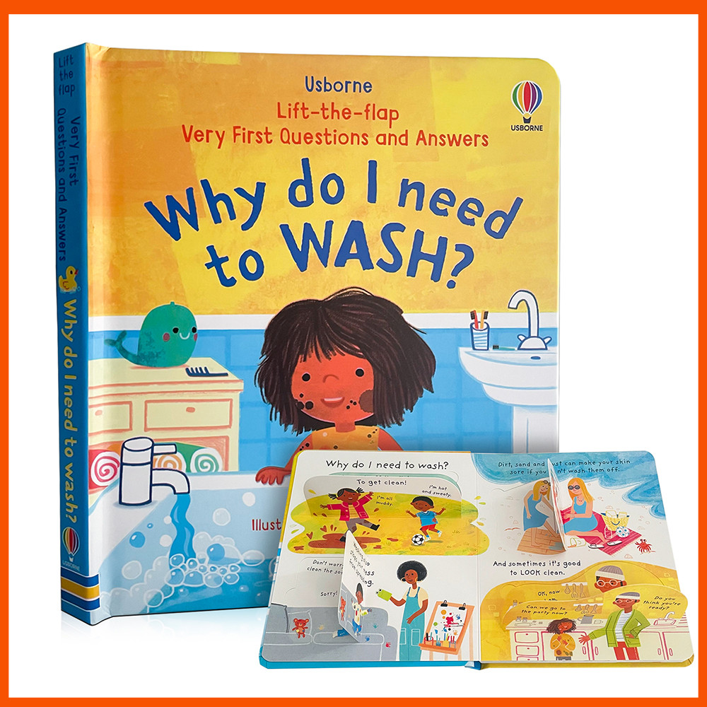 Usborne คําถามและคําตอบเล่มแรกมาก Why Do I Need to Wash? เด็กสุขอนามัยการศึกษากิจวัตรประจําวันการเรียนรู้หนังสือภาษาอังกฤษของเล่นปฏิสัมพันธ์ระหว่างพ่อแม่และลูก