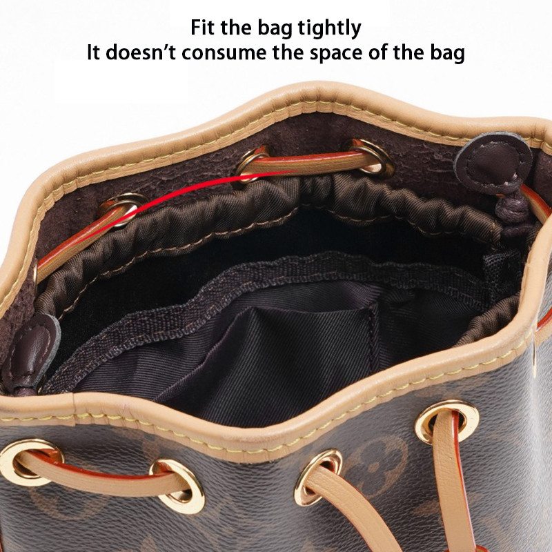 EverToner Drawstring ไนลอนกระเป๋าด้านใน Organizer ใส่กระเป๋าเหมาะสําหรับ L Na-no Noe Crossbody Bucket กระเป๋าผู้หญิงกระเป๋าเก็บเครื่องสําอาง - รูปที่ 2