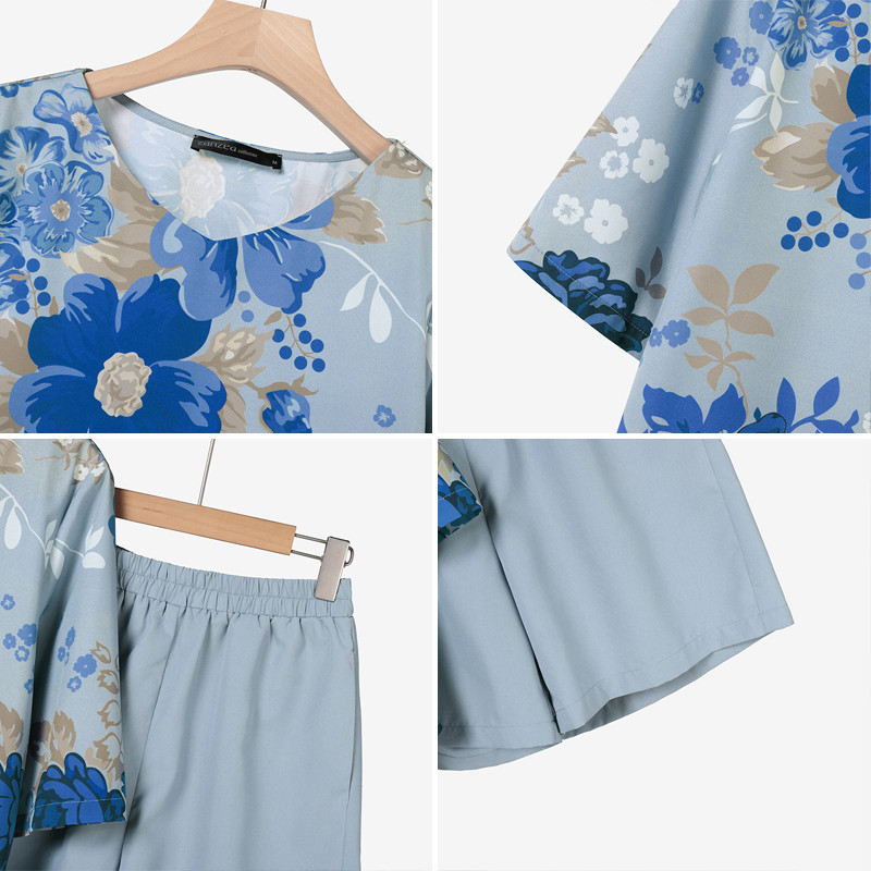 ZANZEA ซานเซีย ผู้หญิงแฟชั่นเกาหลีเสื้อลําลองคอวี 5/3 แขนกางเกงขากว้างกางเกงขาสั้นชุดสองชิ้น - รูปที่ 6