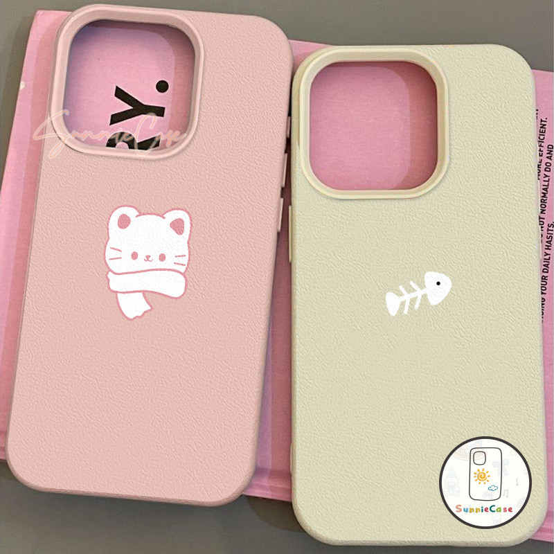 แมวคู่ สำหรับ เคส IPhone 12 11 15 13 16 14 Pro Max X XR XS 7Plus 8Plus Max 7 16 8 Plus SE เคสไอโฟน ความเรียบง่าย