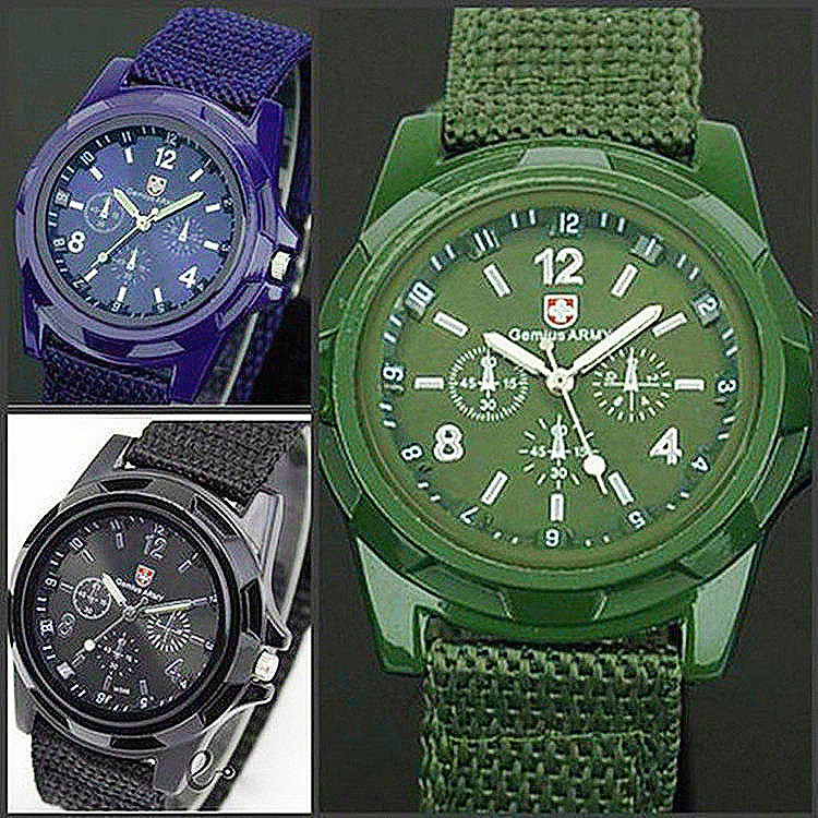 แฟชั่น Swiss Braided Belt Military Watch Gemius Swiss Sea Land Air army Military Watch นาฬิกาสปอร์ตข