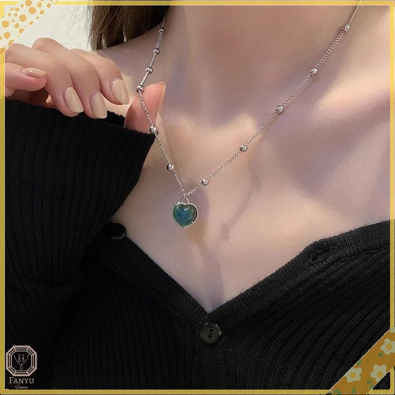 SGL สีลูกกวาดเปลี่ยนสร้อยคอจี้หัวใจสําหรับผู้หญิงการออกแบบที่เรียบง่ายหินไวต่ออุณหภูมิพีชเค้นคอเครื่