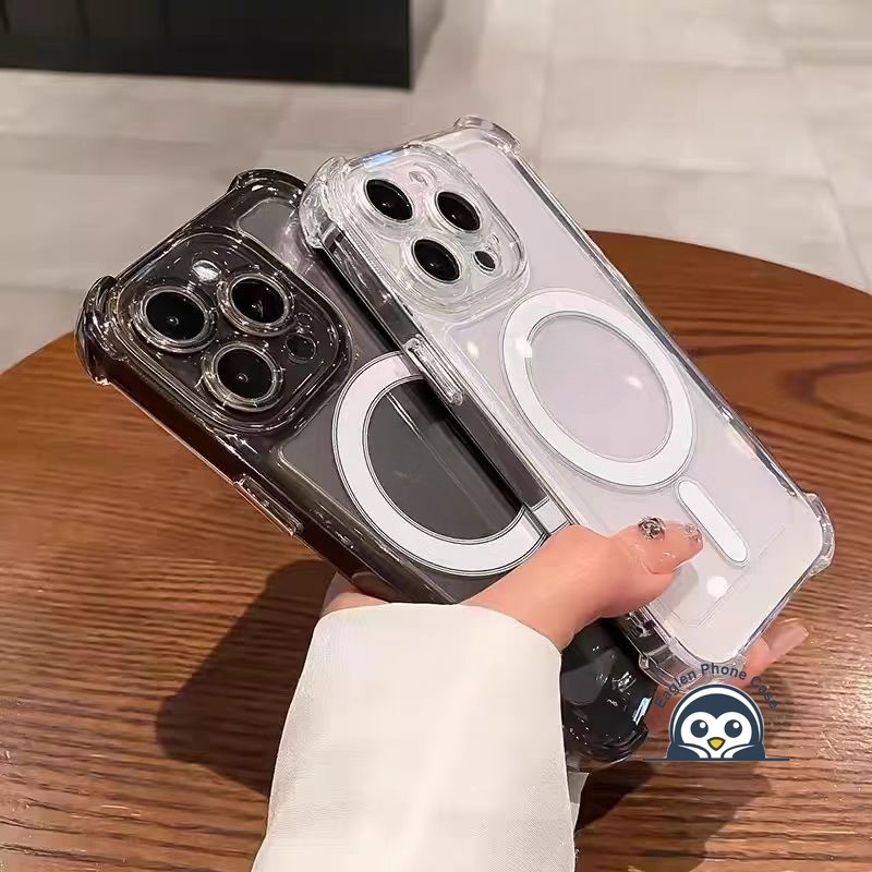 เคสโทรศัพท์แม่เหล็กใสสําหรับOPPO Reno 13F 13 12 12F 11A 11F 10 9 8 Pro Plus 8T 8Z 7Z 7 6 5 Pro Lite 6Z 5F 5G 4Gปลอกสี่มุมAnti-Fallฝาครอบนุ่มโปร่งใส