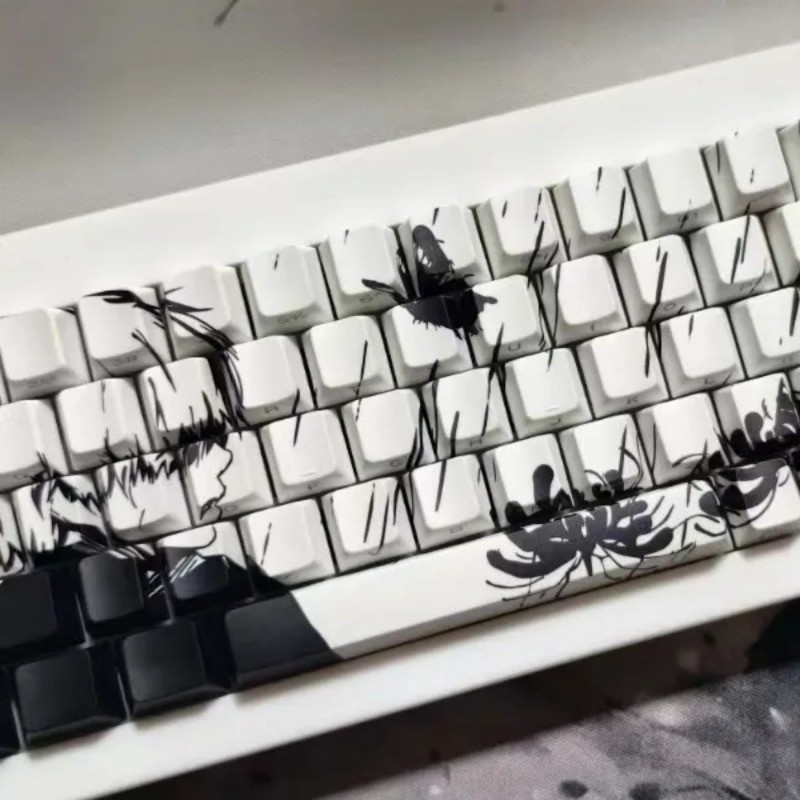 ชุดใหญ่Kaneki Ken Keycap 130 คีย์โปรไฟล์เชอร์รี่ PBT Letter Side-แกะสลักเกียร์Wooting EZ63 ATK68 Mad