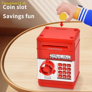TimeHee 1 ชิ้นเครื่องมืออัตโนมัติเด็ก Piggy Bank ปลอดภัยเหรียญเงินสดเงินฝากรหัสผ่านกล่องครอบครัว Interactive ATM กระปุกออมสิน TH