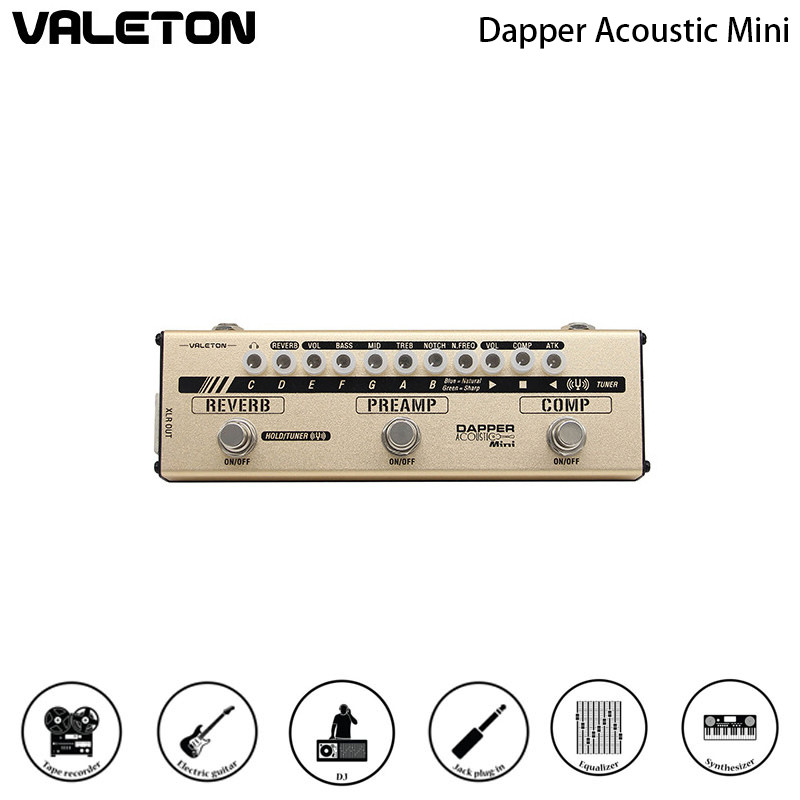 VALETON Dapper Acoustic Mini Electric-Acostic Guitar DI Analog Preamp Multi-Effects Pedal