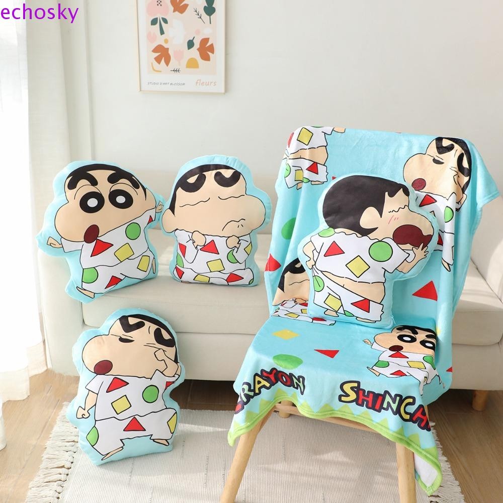 Echosky Crayon Shin-chan ผ้าห่ม, การ์ตูนนุ่ม Crayon Shin-chan หมอนนอน, ตุ๊กตาของเล่นแบบพกพาเบาะตุ๊กตาน่ารักตกแต่งบ้าน