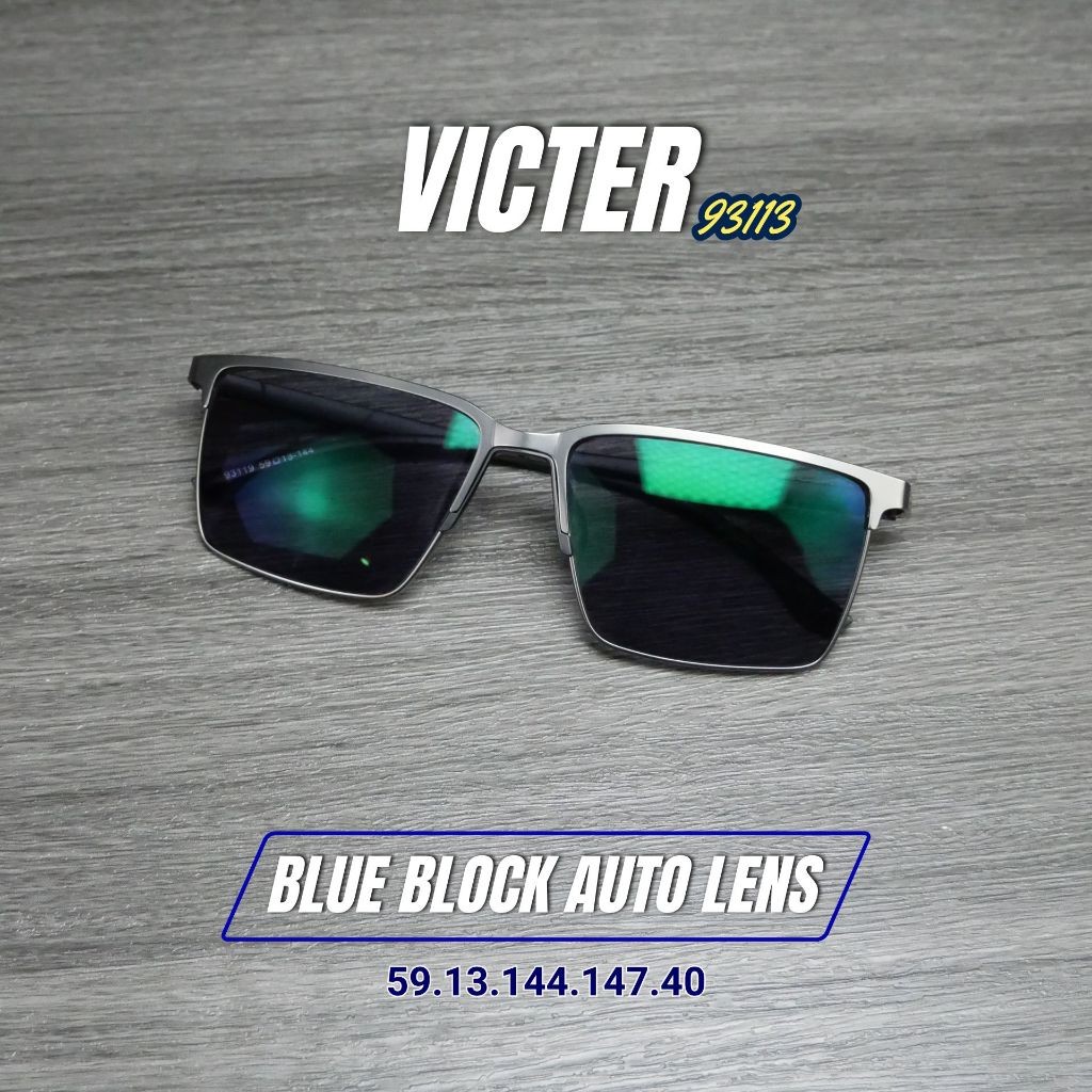 แว่นตาสายตาสั้น เลนส์บลูบล็อคออโต้ รุ่น Victor วิคเตอร์ 93119 ในร่มเลนส์ใสออกแดดเปลี่ยนสีเทาดำ