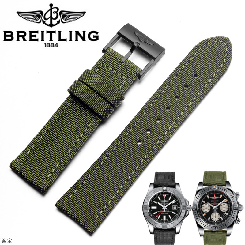 18/19/20/ สายรัดไนลอนสําหรับ Breitling Super Ocean Culture การบินผ้าใบหนังสายนาฬิกาเปลี่ยนสร้อยข้อมือนาฬิกา