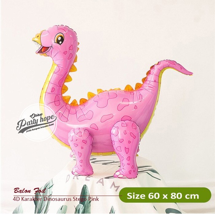 Mall - [besty_mart3] ลูกโป่งฟอยล์ 4D ไดโนเสาร์ Stegosaurus Pink Dino Jurassic Park 4D ลูกโป่ง