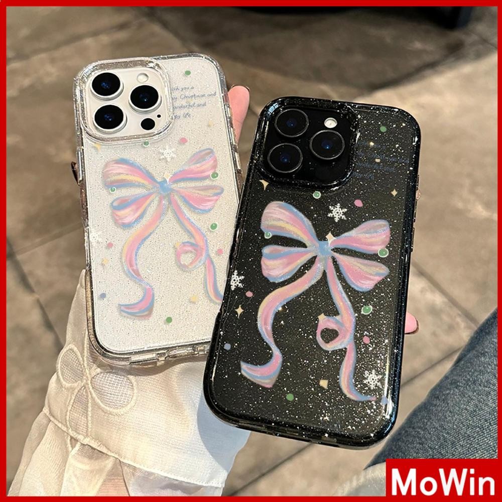 Movin - เคส iPhone 16 Pro Max iPhone 11 เคสใสแบบแวววาว TPU นุ่มสีสันสดใส โบว์สวยๆ สีสันสดใส น่ารัก Compatible iPhone15 Pro max 14 13 12 Pro max XS XR 7 Plus 8 Plus