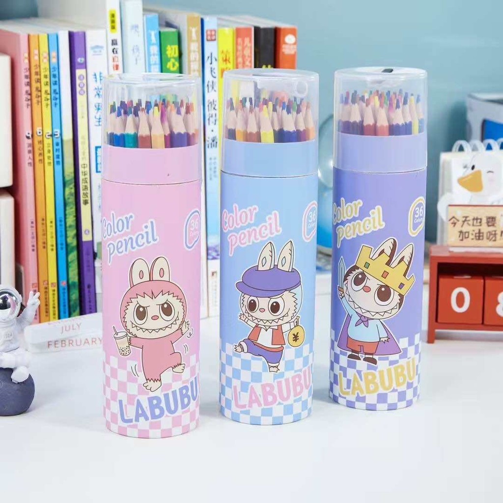 ลายการ์ตูน ลาบูบู สีไม้ ดินสอสี 36 แท่ง พร้อมกบเหลา ลายการ์ตูน ลาบูบู