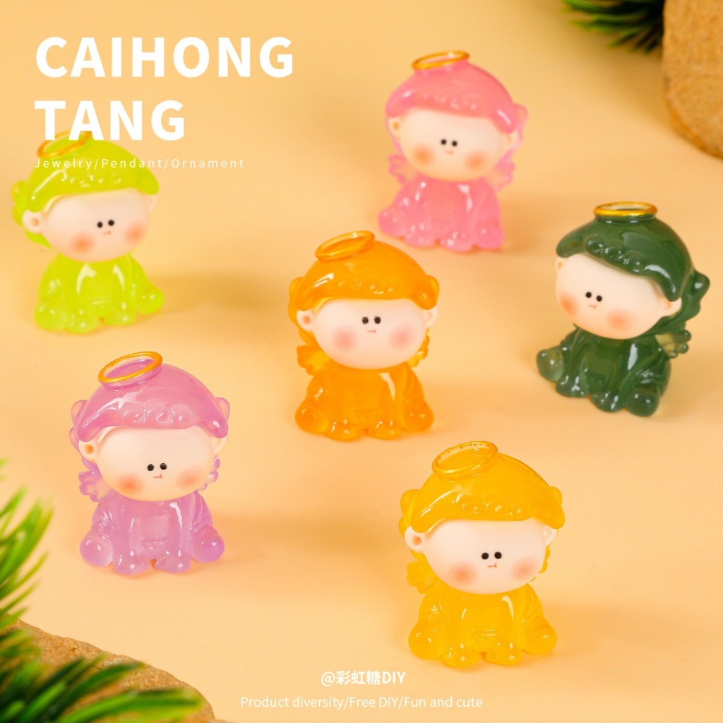 8 ชิ้น Small Angel Bunny Luminous Glow 3D เรซิ่น Charms สําหรับ DIY (7-275)