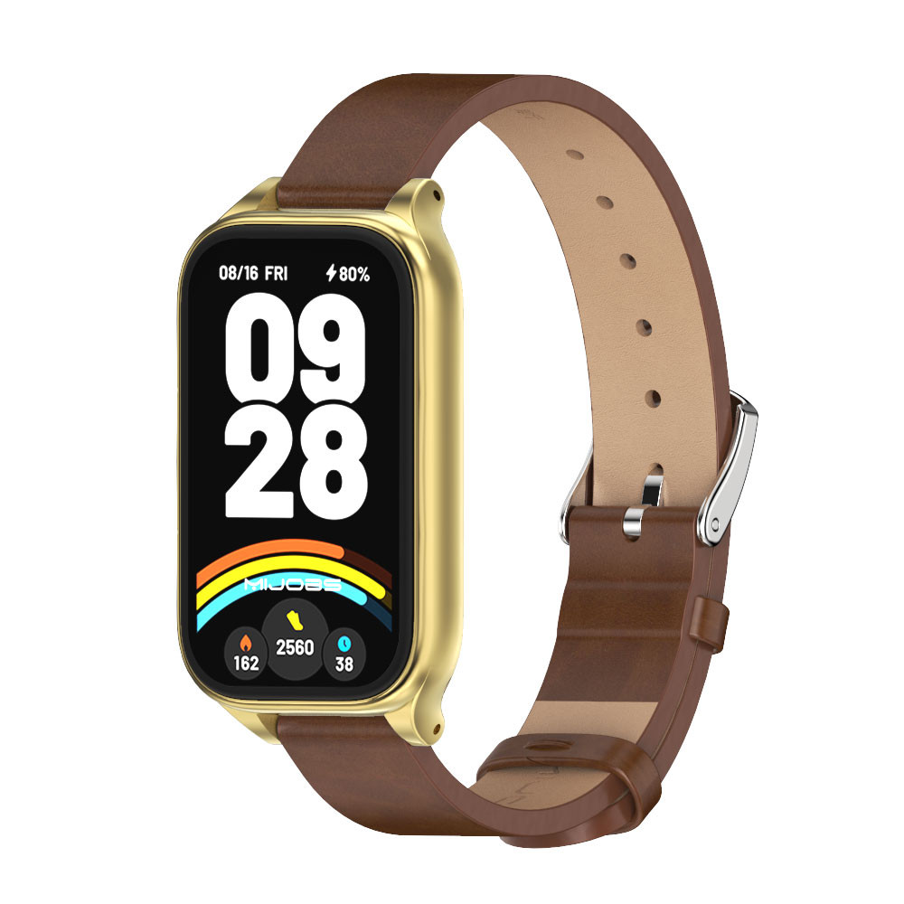 Mijobs สําหรับ for Mi Band 9 Active ไมโครไฟเบอร์ PU สายหนังสําหรับ for Redmi Band 3 โลหะป้องกันกรณีผู้ชายผู้หญิงนาฬิกาอุปกรณ์เสริม