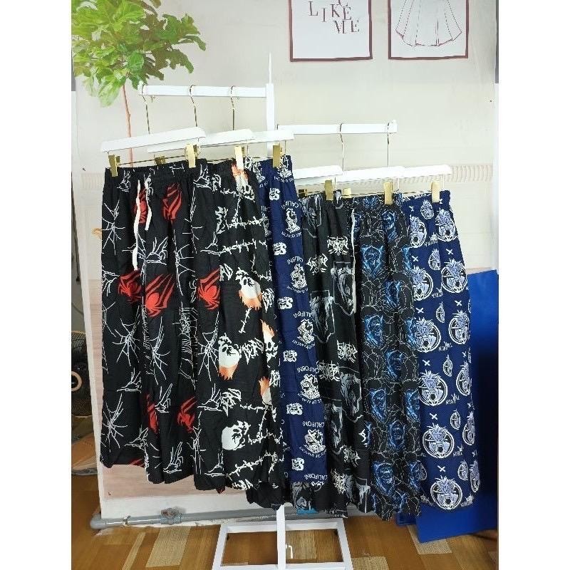 กางเกงผ้าสปัน หลากหลายลาย B40 มีเชือกรูด มีกระเป๋าข้าง เข้ากับทุกสไตล์ เนื้อผ้าใส่สบาย