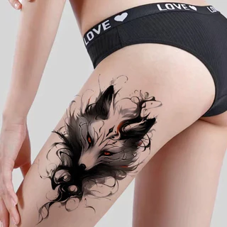 ส่งจากไทย Tattooกันน้ำ แทททูรอยสักแขน แทคทูขา อก แทททูกุหลาบ จิ้งจอก หมาป่า รอยสักเซ็กซี่ แฟชั่น ชายและหญิง ติดทนนาน