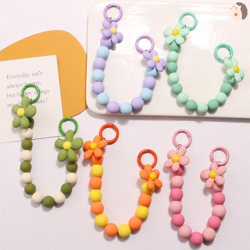 [IN] Ins สร้อยข้อมือลูกปัดสีสันสดใสจี้ดอกไม้โซ่โทรศัพท์ที่วางโทรศัพท์กรณีโซ่ดอกไม้ Anti-Lost Chain แขวนเครื่องประดับ TH