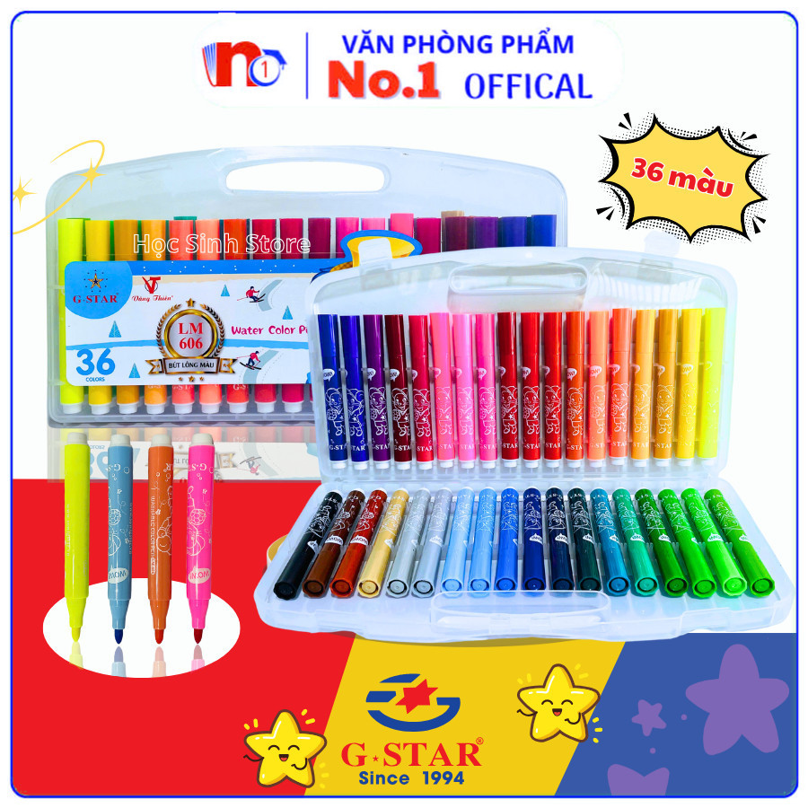 กล่อง 36 Gstar Brand LM606 ปากกาสี (จัดส่งแบบสุ่ม) - สีเข้ม สีสด ด้ามจับกระดาษอย่างดี - VPP NO.1