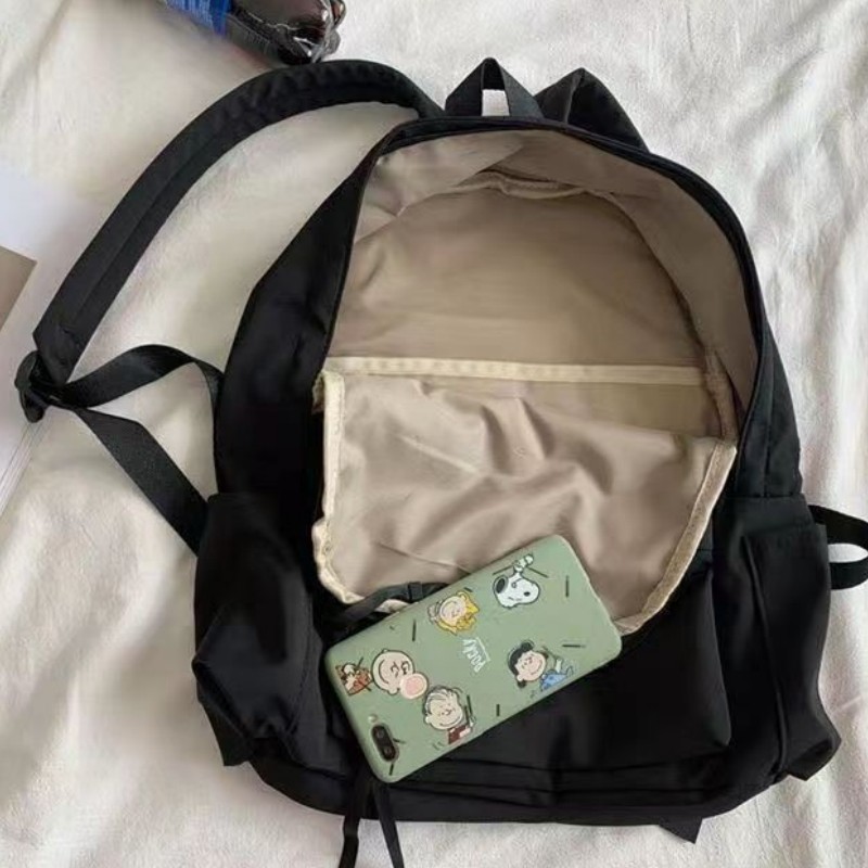กระเป๋าเป้สะพายหลังความจุขนาดใหญ่แฟชั่นญี่ปุ่นสําหรับเด็กผู้หญิงสีทึบย้อนยุคเรียบง่ายนักเรียนอินเทรนด์ใหม่ลําลองอเนกป - รูปที่ 7
