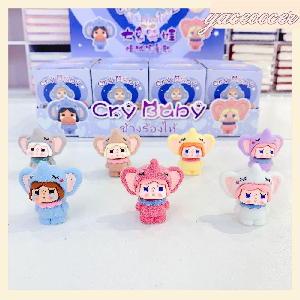 12 ชิ้น/เซ็ต Crybaby กล่อง, ชุดช้าง การ์ตูนเครื่องประดับขนาดเล็ก, น่ารัก POP MART ขนแกะ Popbean กล่องเดสก์ท็อปตกแต่ง