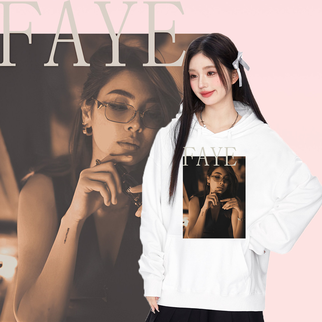 🤟ผ้าฝ้าย Hoodie✨ Faye สวมใส่ได้ทุกเพศ สวมใส่สบาย ไม่หดตัวหรือยับย่น Faye Yoko Long Sleeve#G