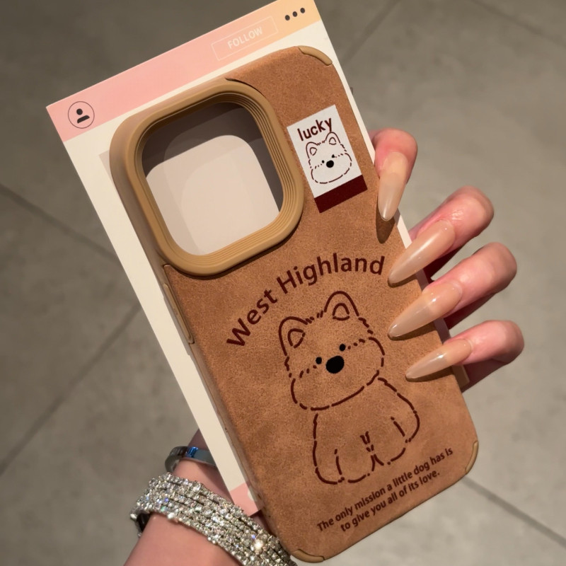 น่ารัก West Highland PuppyปลอกสําหรับOPPOค้นหาX8 5G X8 Pro 5G Reno 13 Pro 11 Pro 9 6 Pro 5G Realme GT7 Pro 5Gฤดูหนาวหนังนิ่มเคสโทรศัพท์กันกระแทกหนังปกอ่อน