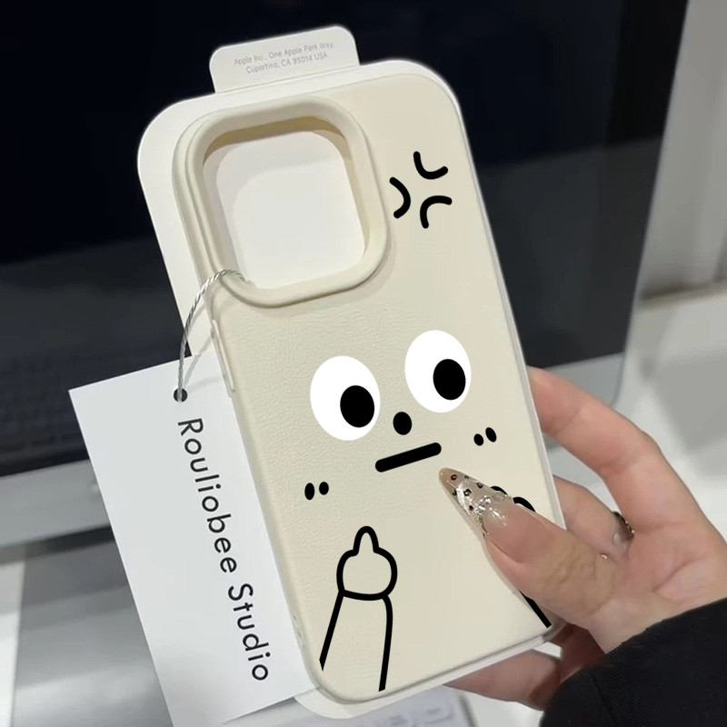 เคสโทรศัพท์มือถือแบบนิ่ม เครื่องหนัง กันกระแทก สําหรับ เคสไอโฟน iPhone 16 15 14 13 12 11 Pro Maxโกรธและดูหมิ่น