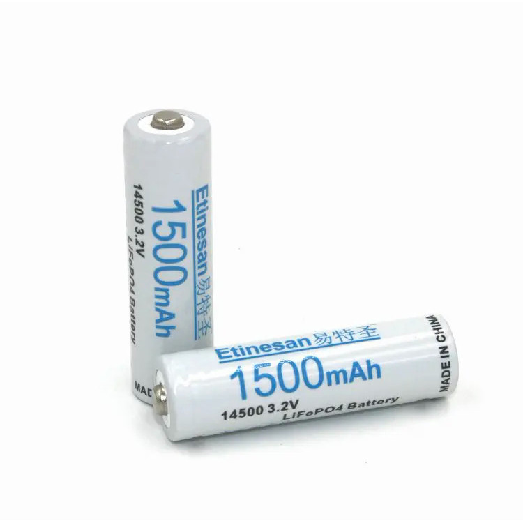 2 pcs Etinesan 3.2v 1500mAh 14500 AA LiFePo4 lithium rechargeable battery game machine, computer, ho