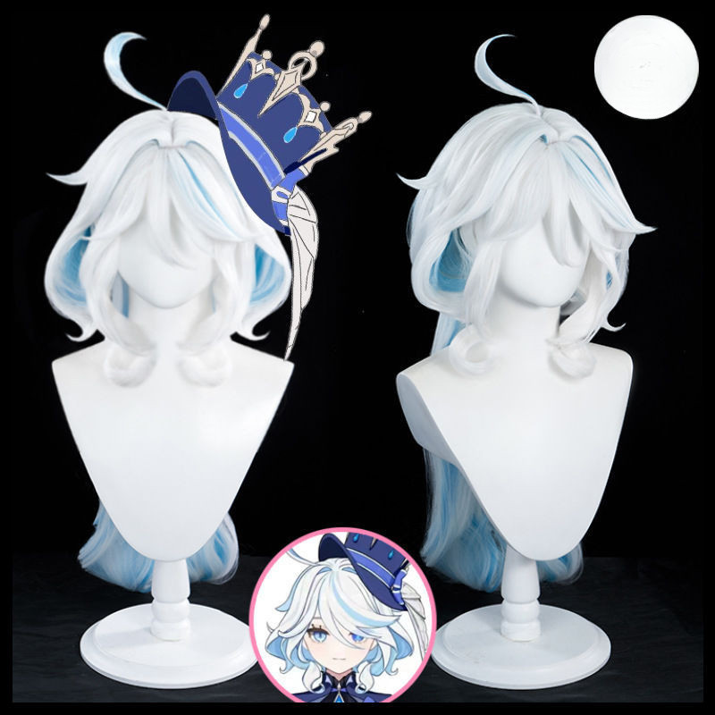 ราคาต่ำสุด 🍀Genshin Impact Water God Furina Cosplay wig