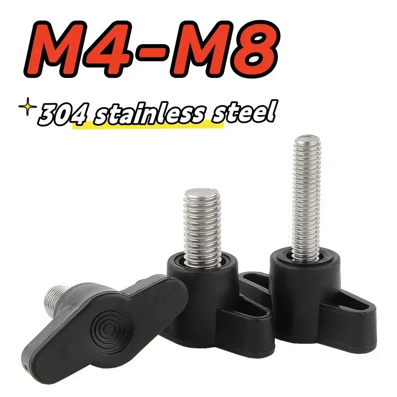 3-10pcs M4 M5 M6 M8 27# 36# Plastic Hand Tighten Handle Bolts 304 Stainless Steel Z-Shaped Handle Sc
