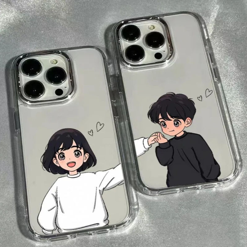 ปลอกสําหรับiphone 16 15 14 13 12 11 Pro Maxคู่กรณีน่ารักการ์ตูนตลกสําหรับเด็กสาวกรณีXs 6 7 8 Plus Ip