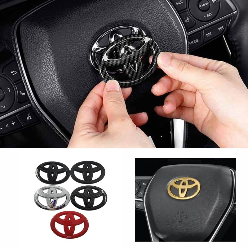 1 x ABS TOYOTA พวงมาลัยโลโก้สติกเกอร์สัญลักษณ์สําหรับ TOYOTA VIOS CAROLA WISH ALTIS CAMRY YARIS RAV4