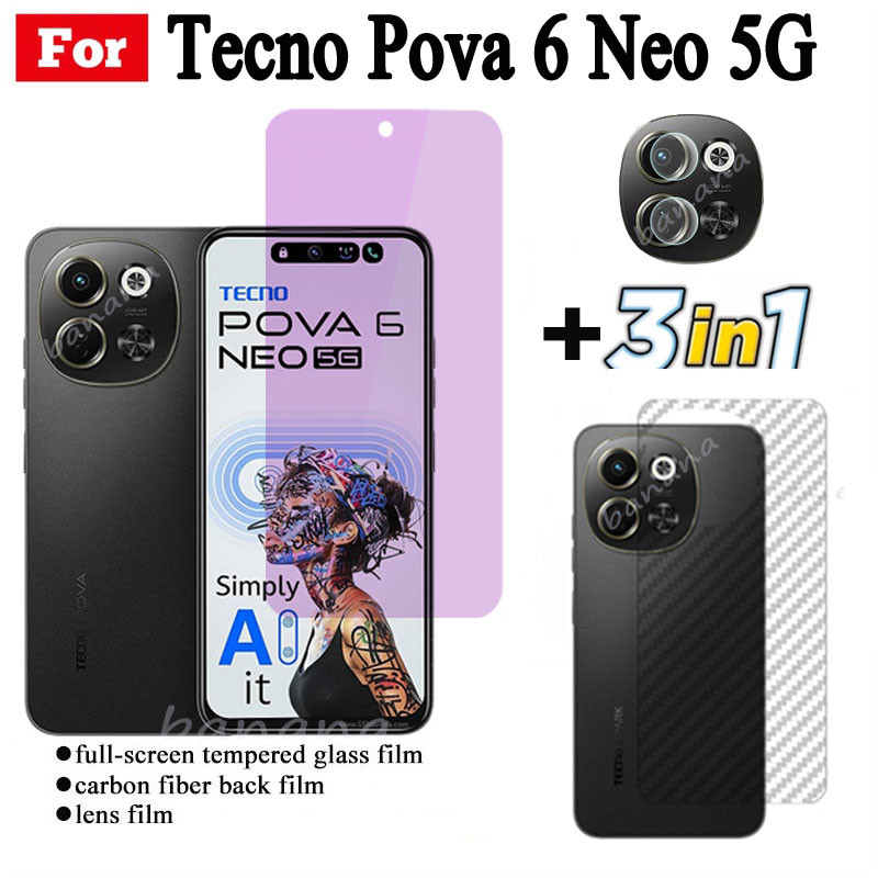 Tecno Pova 6 Neo 5G Anti Blue Light RayกระจกนิรภัยTecno Pova 6 Pro Pova 5 Proป้องกันหน้าจอ+ฟิล์มเลนส